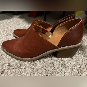 Brown leather booties